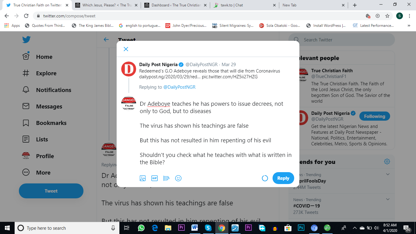 Adeboye Reveals Those That Will Die From Virus!