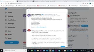 Oyedepo: Coronavirus Forces Are Crashing Down, Today!